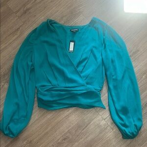 Express Teal Long Sleeve Blouse